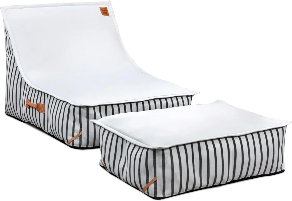 Big Joe Lux Sealander Pool Float and Patio Chair, Black and White Cape Stripe, Premier Mesh,Durable UV Protected Polyester Blend
