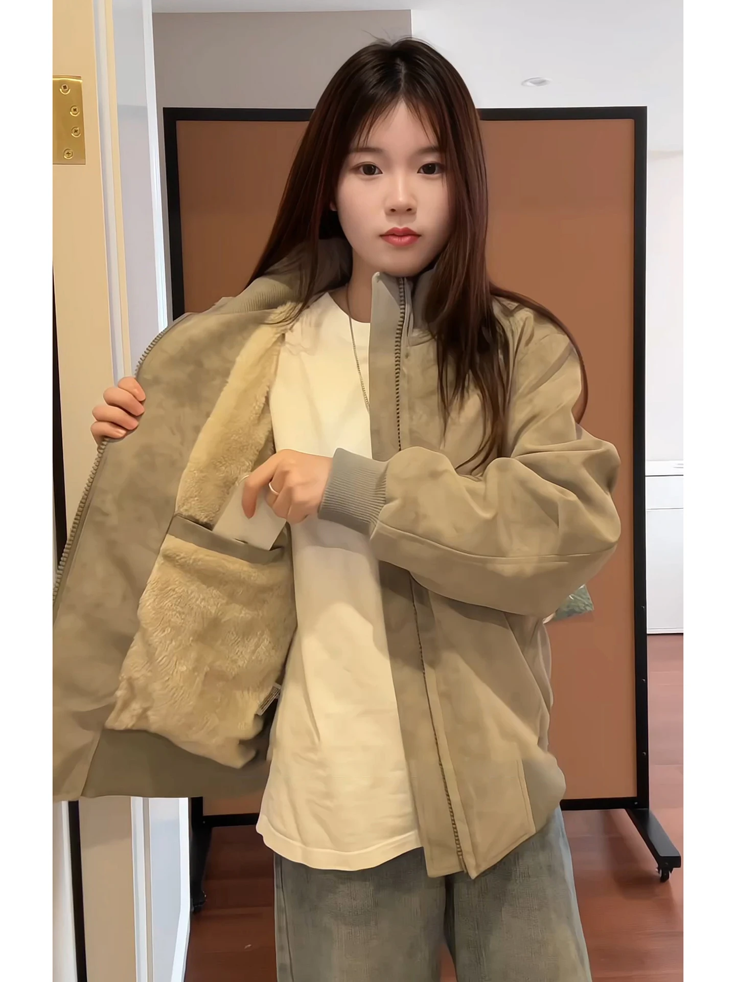 

Retro American Sle Faux Fur Lined Thiened ort Cotton Jaet Men's Winter Warm Casual Outerwear Polyester Fiber Coat