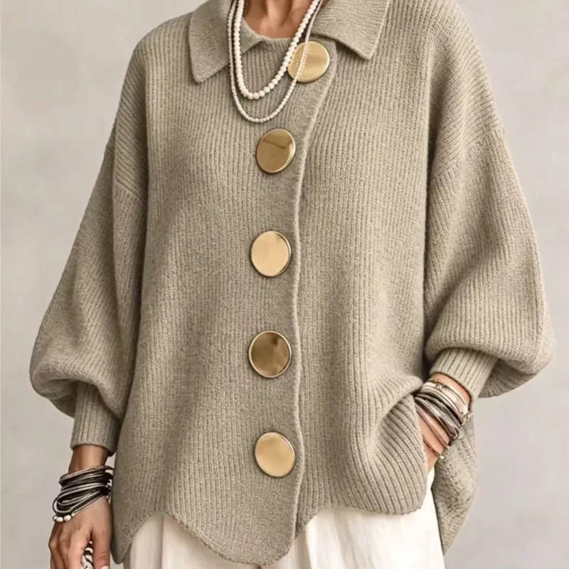 Autumn Winter Solid Knit Cardigan Sweaters Coats Women Lapel Button Casual Long Sleeve All-match Sweater Coats Knitted Tops 5 Autumn Winter Solid Knit Cardigan Sweaters Coats Women Lapel Button Casual Long Sleeve All-match Sweater Coats Knitted Tops 5