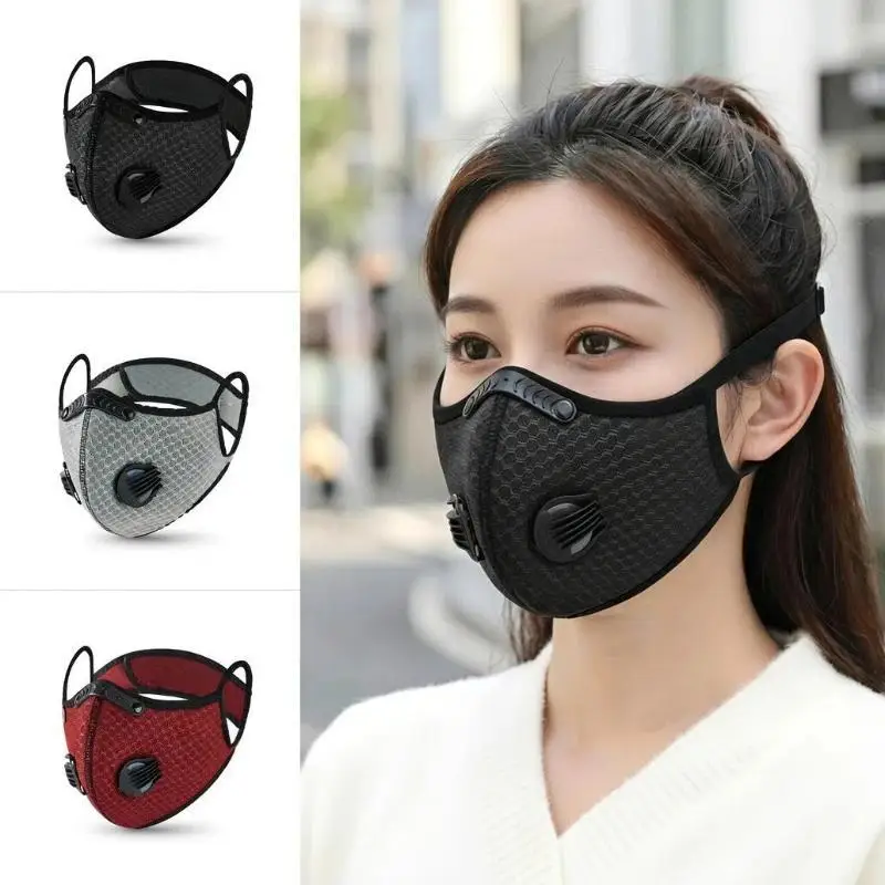 Reusable Breathable Mesh Face Mask Clear Anti Fog Eye Shield Air Valves For Cycling Hiking Outdoor Dust