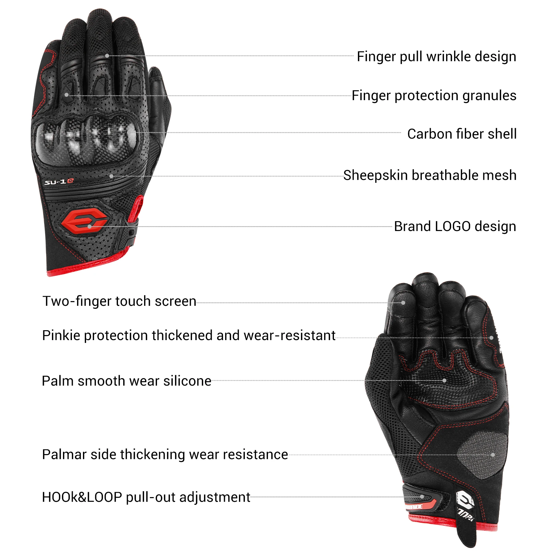 

Motorcycle Gloves Carbon Fiber Protective Shell Summer Breathable Moto Glvoes Full Finger Off-Road Racing Riding Gloves*