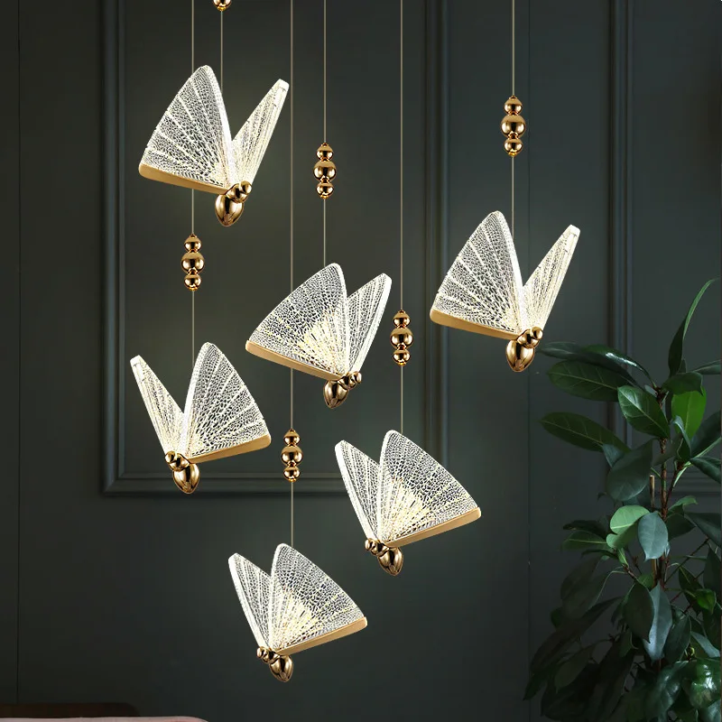 Imagem -04 - Nordic Led Butterfly Pendant Lights Pendurado Lustres Art Lamp Luz de Cabeceira Iluminação Cozinha Bar Escada Home Decor