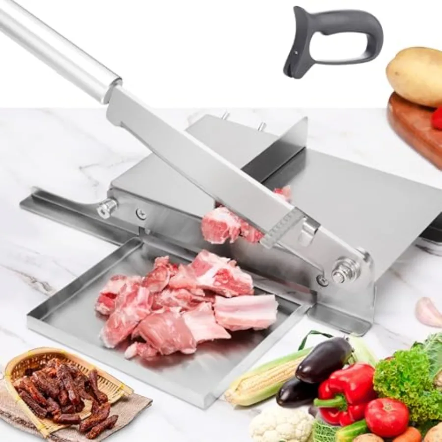 Cortadora Manual de Biltong con Báscula - Máquina de Cortar de Acero Inoxidable para Carne, Hierbas y Raíces, para Salami, Jamón, Tocino y Vegetales