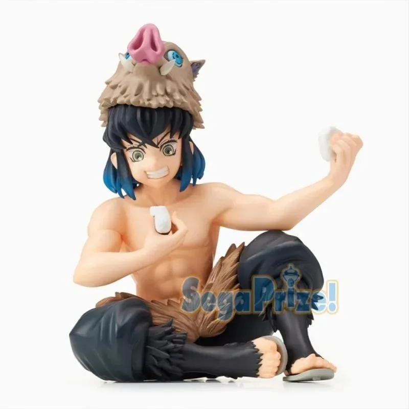 Original SEGA SPM Demon Slayer Hashibira Inosuke sentado y comiendo bolas de arroz Ver PVC Anime figuras de tapón de fideos