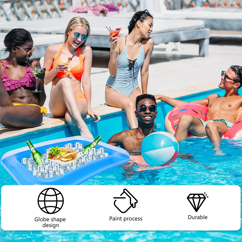 

6pcs Inflatable Ice Bar Tray Transparent Blue Lightweight For Kitchen Picnic Ice Serving Cooler Inflatable Serving Plate