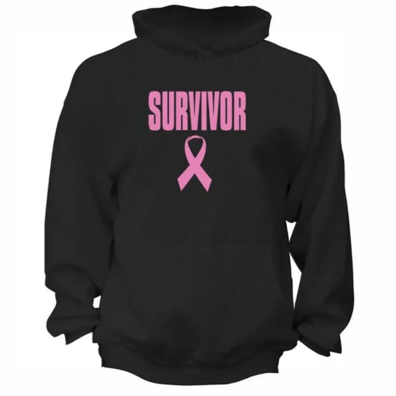 Breast Cancer Survivor Unisex Hoodie Pink Ribbon Couple Hoodies Cancer Survivor Gift  Long Sleeve Aesthetic Hoodie Streetwear