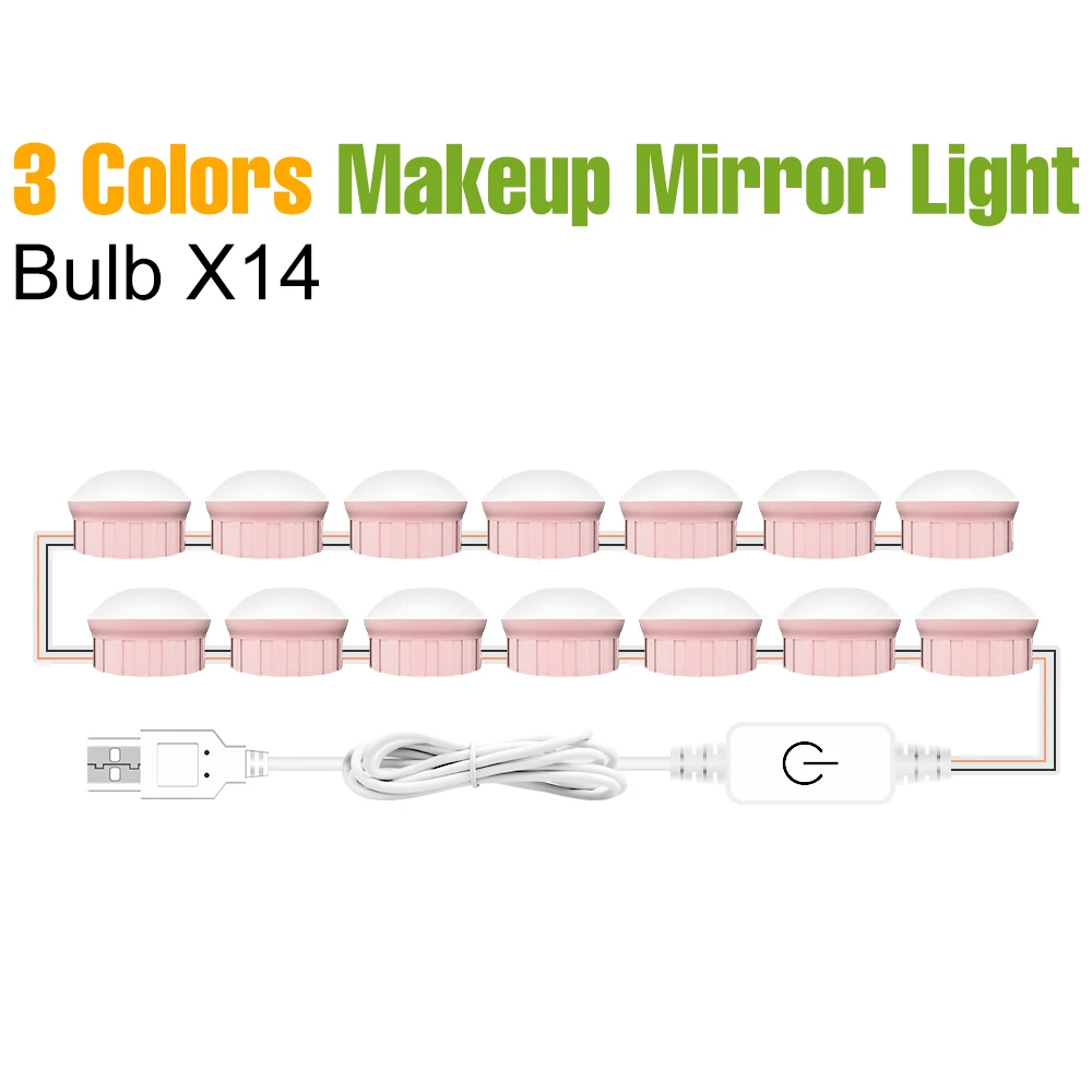 LED-make-upspiegellicht Kaptafellamp Badkamerspiegels Decoratie voor thuis Slaapkamer Nachtlampje 3 kleuren Dimbaar Wit/roze