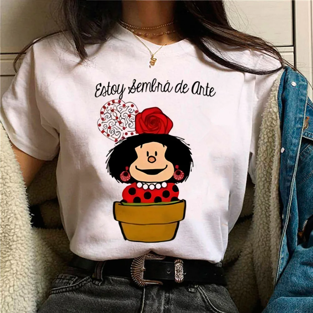 Camiseta de Mafalda para mujer, camiseta japonesa, ropa de cómic para mujer