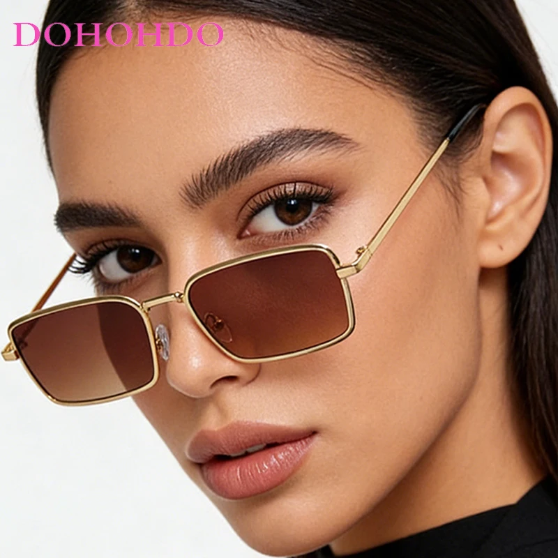 

Vintage Punk New Luxury Brand Designer Metal Small Square Women Man Sunglasses Driving Fishing Travel Eyewear Female UV400 Очки