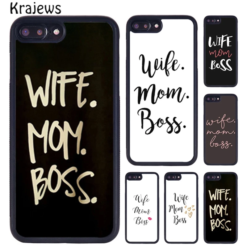 Krajews Wife Mom Boss TPU Phone Case For iPhone 16 15 14 X XR XS 11 12 mini 13 Pro MAX Plus cover shell coque