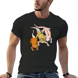 Crested Gecko and Gargoyle Gecko and Leopard Gecko T-Shirt graphic shirts new edition mens workout shirts