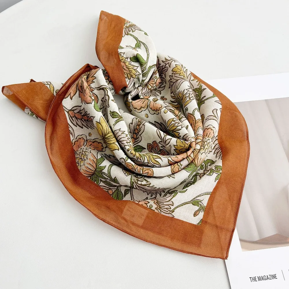 

Thin Cotton Square Scarf Breathable Korean Cashew Nut Print Silk Scarf Scarf Hair Band Headband Square Handkerchief Women