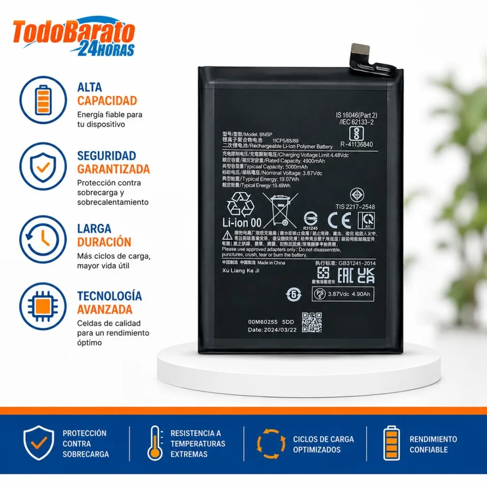 Batería para Xiaomi Redmi 14C - Poco C75 Bn5X 5160 mAh 5