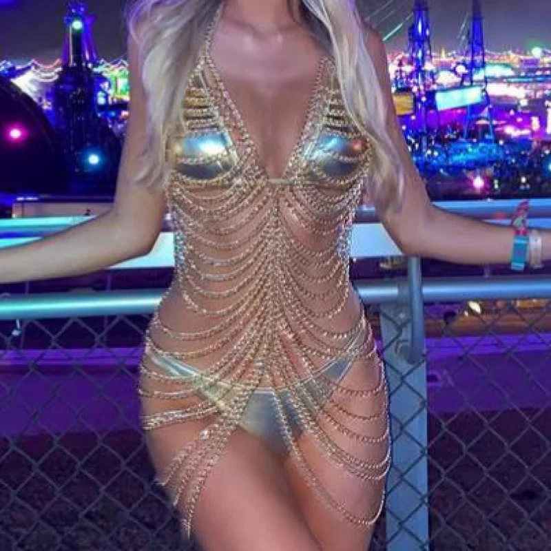 

Украшения для тела, женская цепочка на грудь, сексуальное бикини, цепочка для бюстгальтера ручной работы, мини-цепочка для юбки, ночной клуб, день рождения, вечеринка, танец, пляж