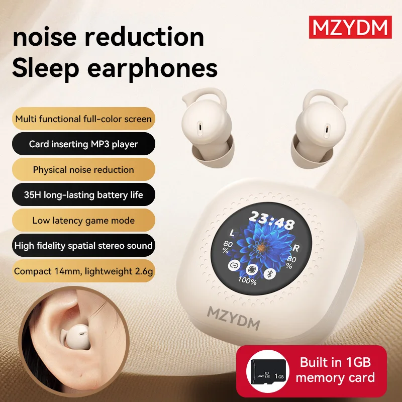 

MZYDM Sleep Wireless Earbuds Noise Cancelling Q26 Pro Bluetooth5.4 Earphones TWS Headphones Sports Headset Built-in Memory Card