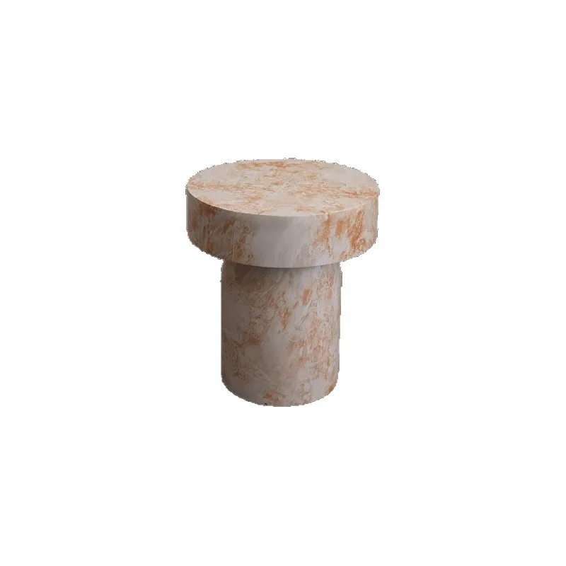 Sofa round edge small apartment bed and breakfast living room imitation marble pattern coffee table design artistic temperament