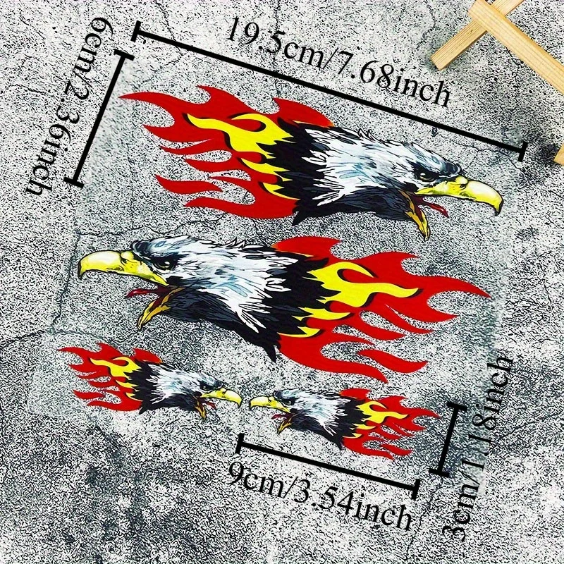 

Multicolor Eagle Head with Flames Stickers, Waterproof Vinyl Decals for Car Motorcycle Helmet