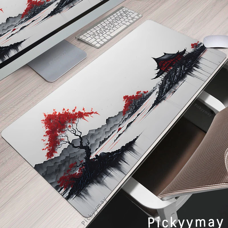 Ink Painting Large Natural Rubber Mouse Pad Locking Edge Mouse Mats Mousepads Gamer Mousepad Office Desk Pads 120x55cm