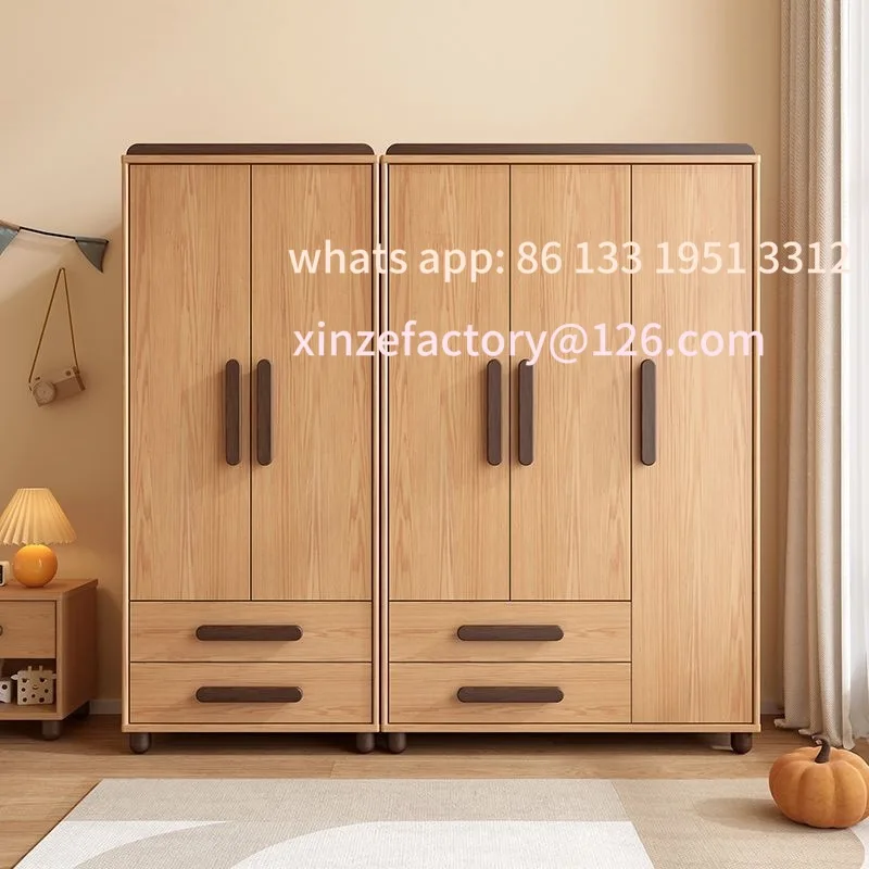 

Customizable wardrobe solid wood bedroom home modern simple apartment wardrobe double three door wardrobe