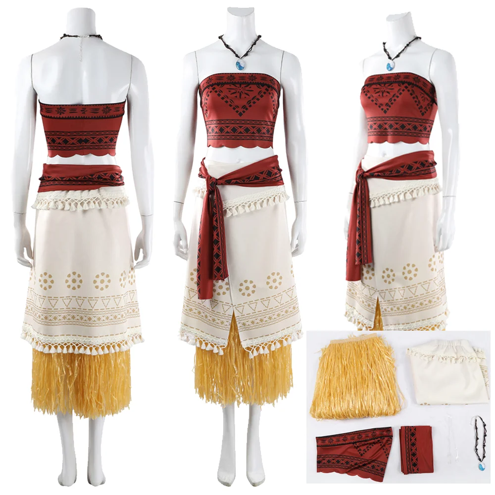 

Moana Cosplay Costume Girls Adult Women Summer Beach Style Top Skirt Halloween Comic Con Party Fancy Dress Outfit Disguise