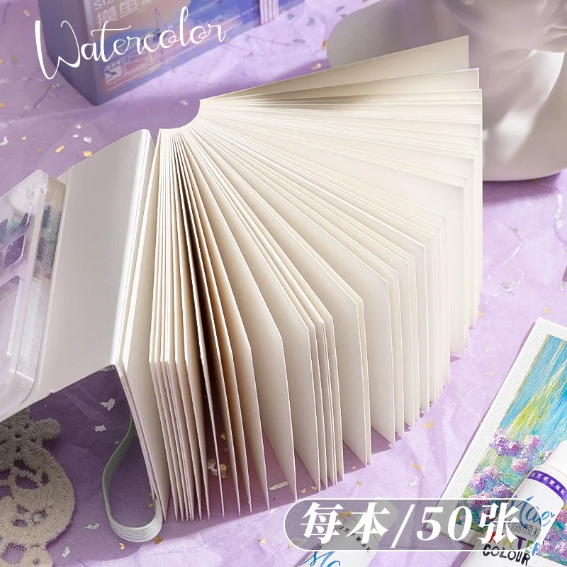 50 Sheets Mini Painting Notebook For Students Portable Pocket Notebook Sketching Watercolor Palette Set School Stationery Supply