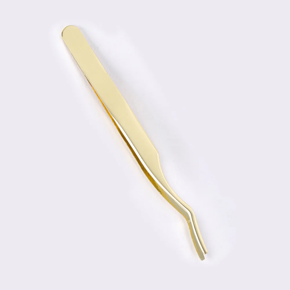 Pinzas para pestañas de acero inoxidable, herramientas de precisión con punta curva para recoger pestañas postizas aislantes, injerto de Metal, 2 uds.