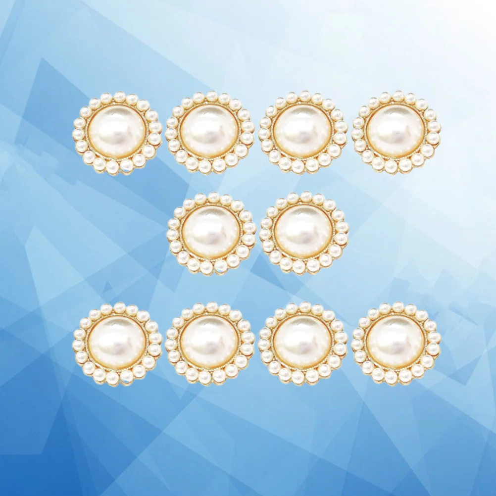 

10Pcs Pearl Buttons Flower Shaped Unique Durable Clothing Adornment Accessories for Women Sewing Beige Flower Shaped Buttons