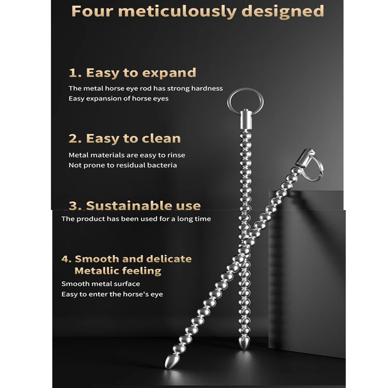 Metal Horse Eye Stick Penis Plug Urethra Bead Can Electro Shock Urethral Stimulator Sounding Masturbation Climax Sex Toy for Men view 5