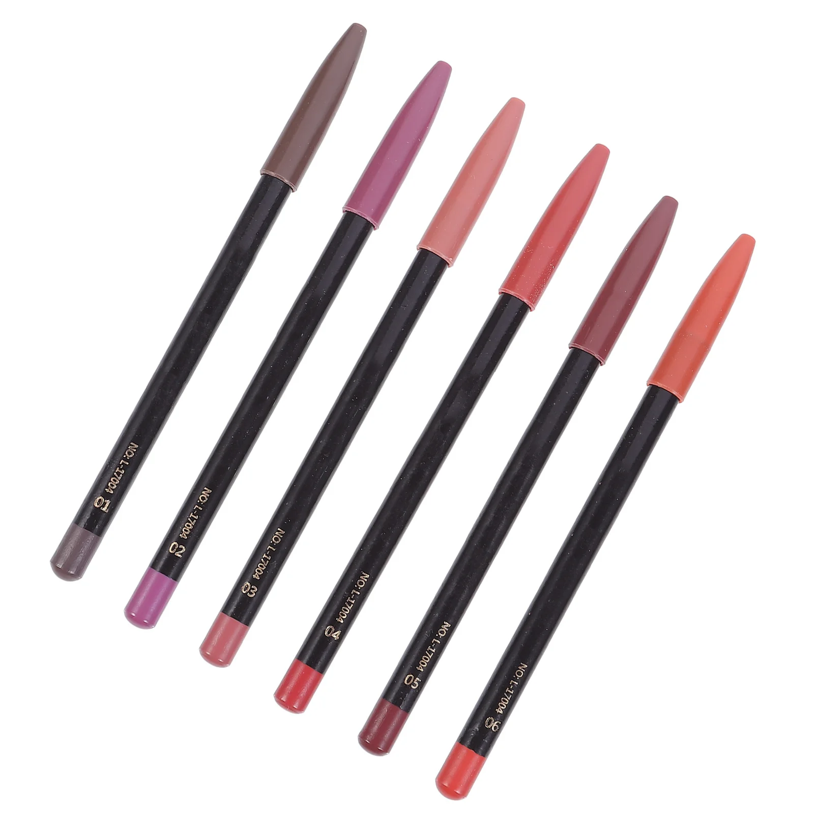 6pcs 립 라이너 펜슬 방수 오래 지속되는 자연스러운 마무리 메이크업 용품 여성용 휴대용 립 펜슬 펜