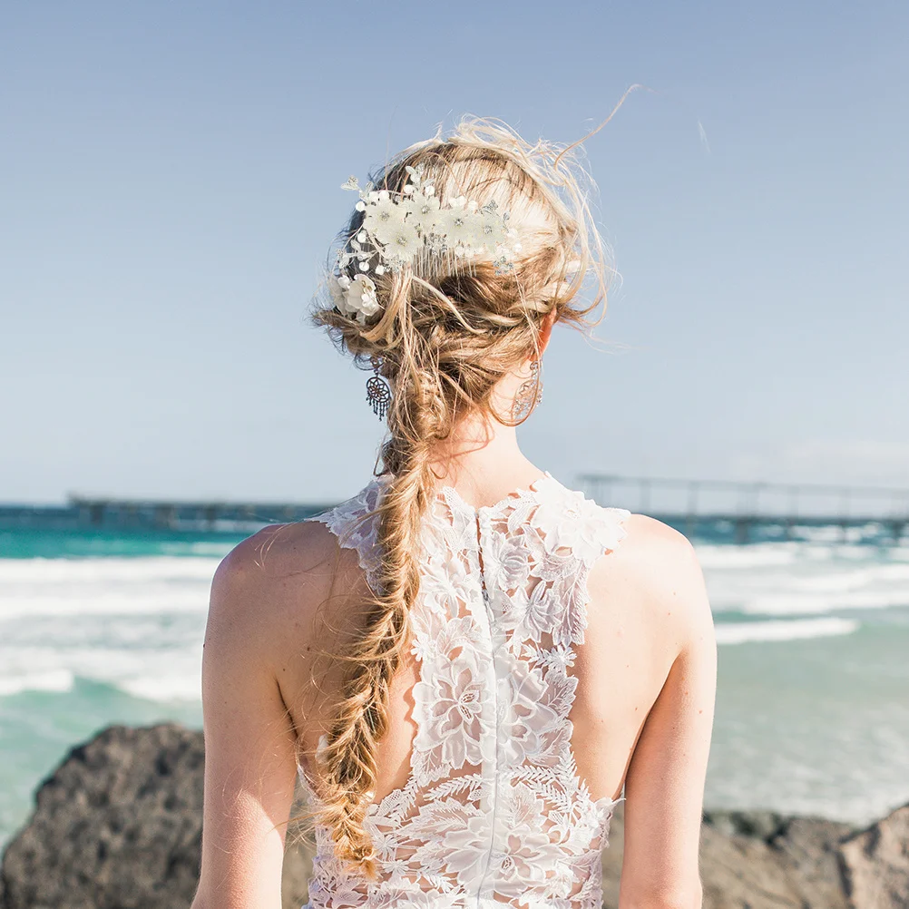 مشط شعر أنيق على شكل زهرة لؤلؤية، غطاء رأس لحفلات الزفاف، إكسسوار شعر للعروس وحفلات الزفاف وحفلات الزفاف #2