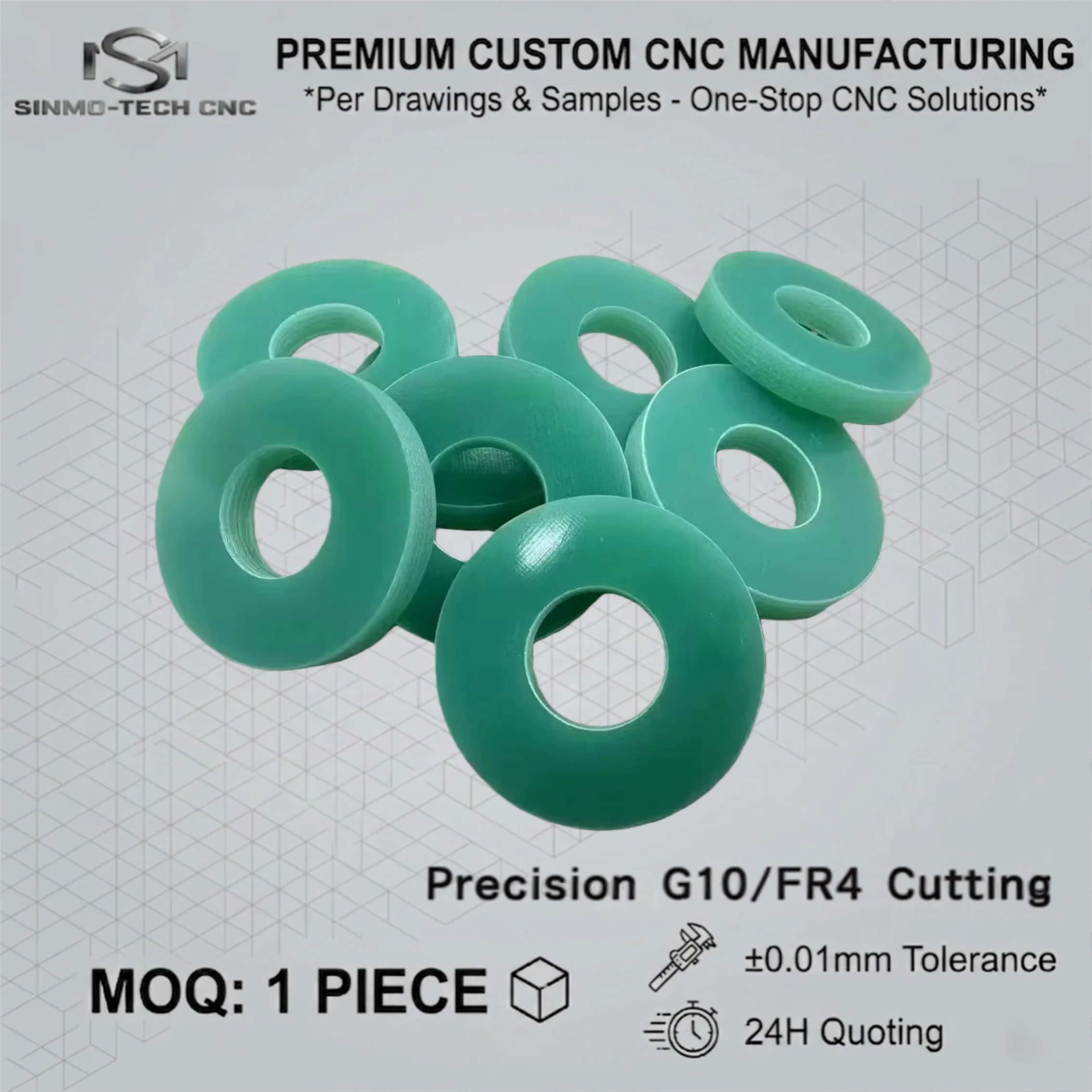 Precision CNC Cutting FR4 Epoxy Glass Board Custom High Voltage Electrical Insulator Support Plate Washer Service MOQ 1pc