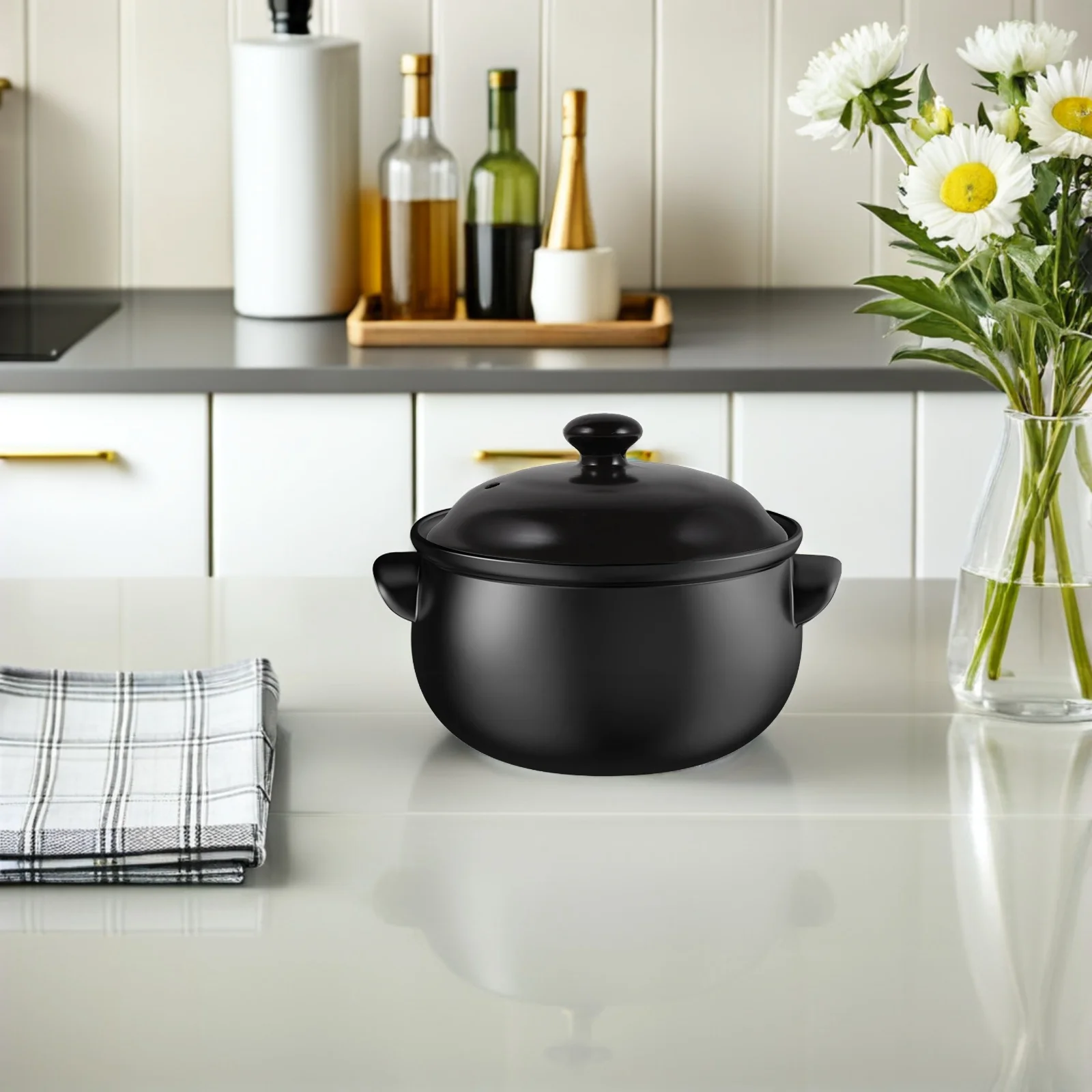 19.5cm Ceramic Pot Lid Replacement Heatresistant for Soup Stew Pot Home Cooking Optimal Heat Retention Easy Cleaning