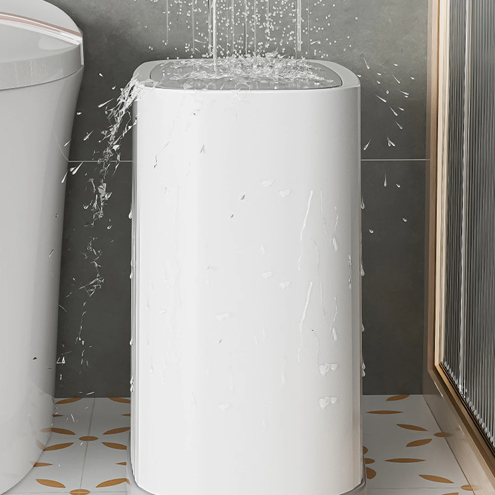 

Plastic Trash Can Wastebasket Garbage Container Bin Press Type Kitchen Bathroom Bedroom White Small Home Office Use