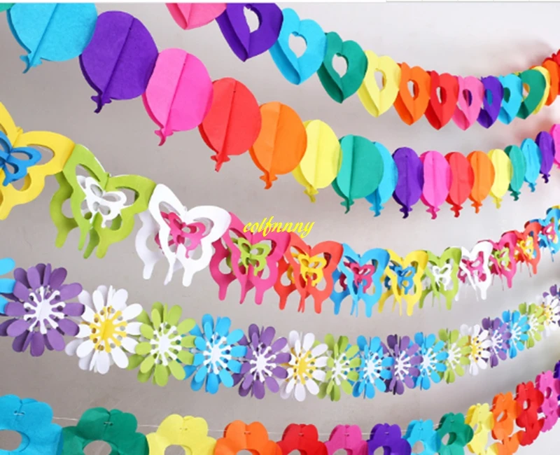 

20pcs Colorful Paper Garland Valentine's Day Kids Birthday Party Banner Wedding Hang Pennants Wedding Banner Flags