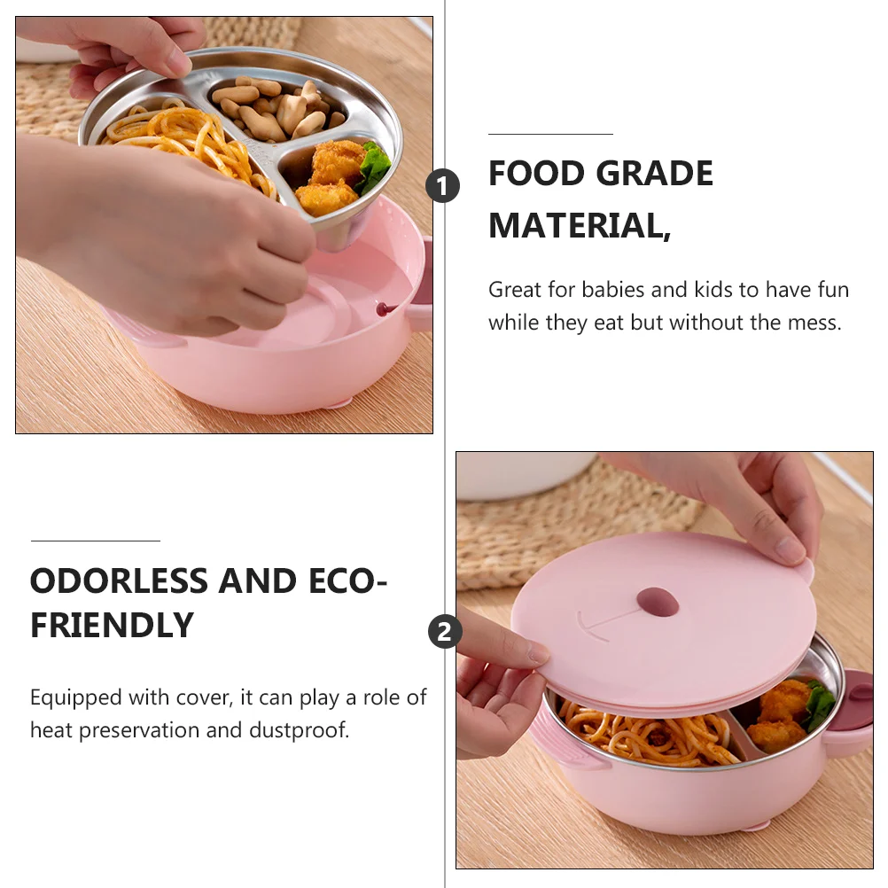 Self Feeding Divided Bowl Baby Dishes Thermal Insulation Lunch Box Cute Baby Tableware Bowl Portrable Bowl