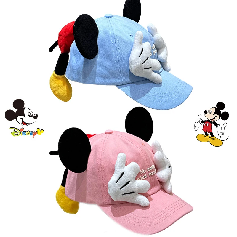 Gorra de béisbol de color sólido con diseño de Mickey Mouse que cubre la cara, estilo de dibujos animados, para padres e hijos, gorra de pico de pato para mujer, sombrero de sol moderno para salidas.