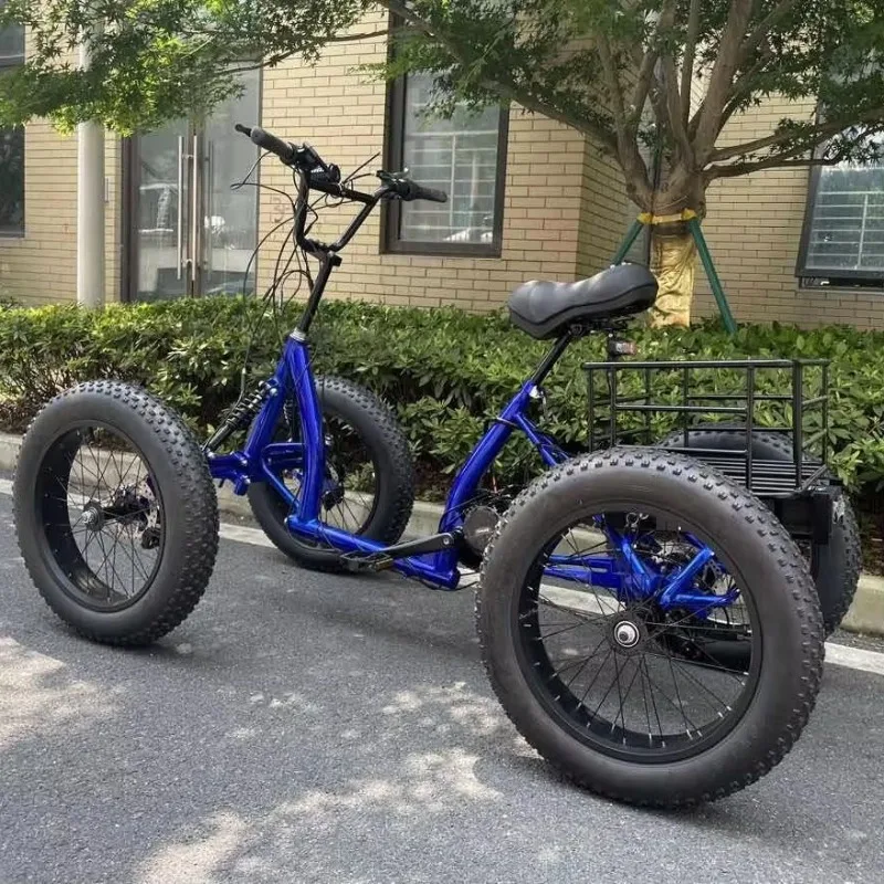 Medium Drive 1000W Wide Tire Four Wheel Adult Off-Road Electric Cargo Bike