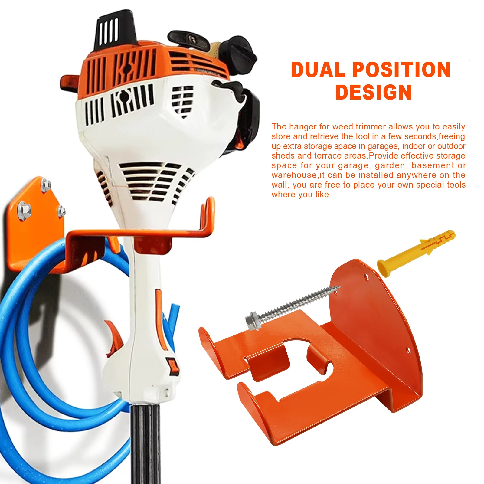 

Garden Tool Wall Mount Rack Lawn Mower Crane Trimmer Garage Storage Hook Garage Tool Rack