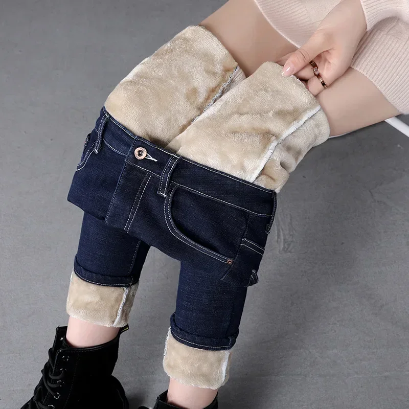 

Thick Winter Warm Skinny Jeans for Women Female High Waist Velvet Denim Pants Streetwear Stretch Trousers clothes Z110