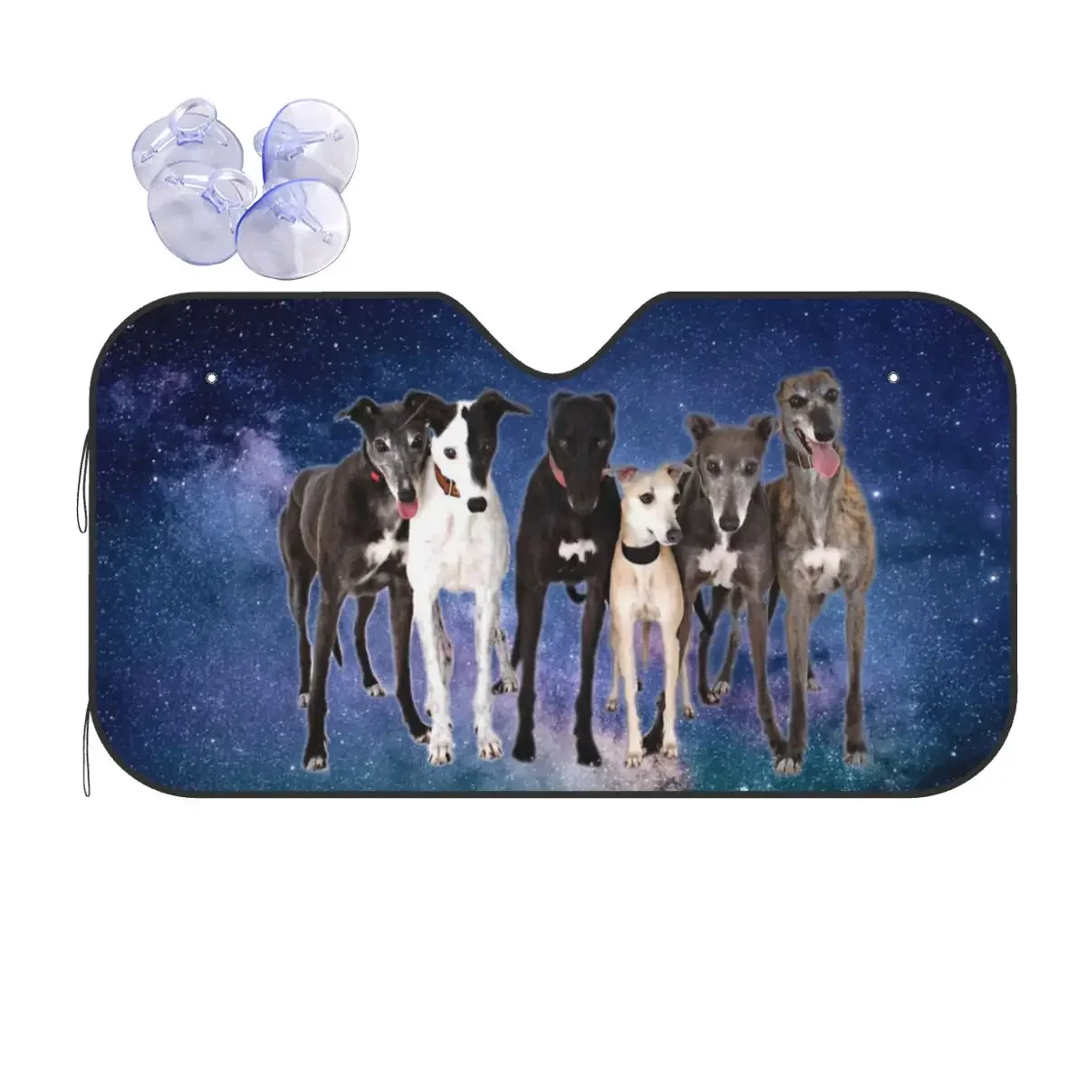 A Pack Of Greyhounds Windshield Sunshade Whippet Sighthound Dog Car Front Window Visor 70x130cm Car Window Windscreen Cover