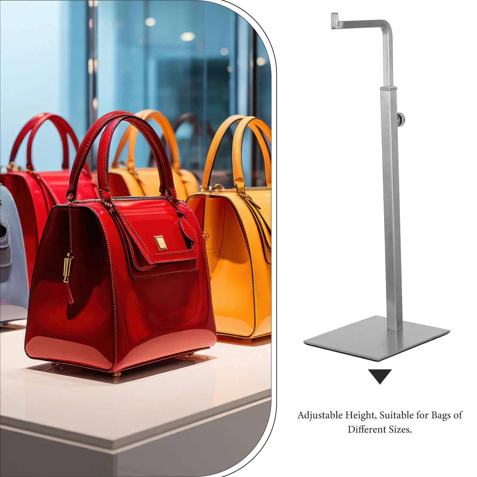 Stainless Steel Bag Rack Countertop Handbag Display Stand Purse Holder Shelf Adjustable Height Durable Material Versatile Design - view 5