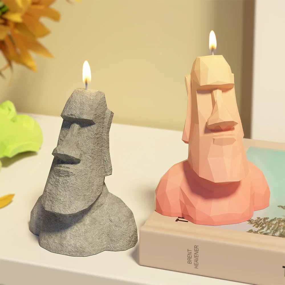 

3d Moai Stone Statue Silicone Mold Diy Handicraft Plaster Decoration Candle Molds for Candle Making Epoxy Resin Mold