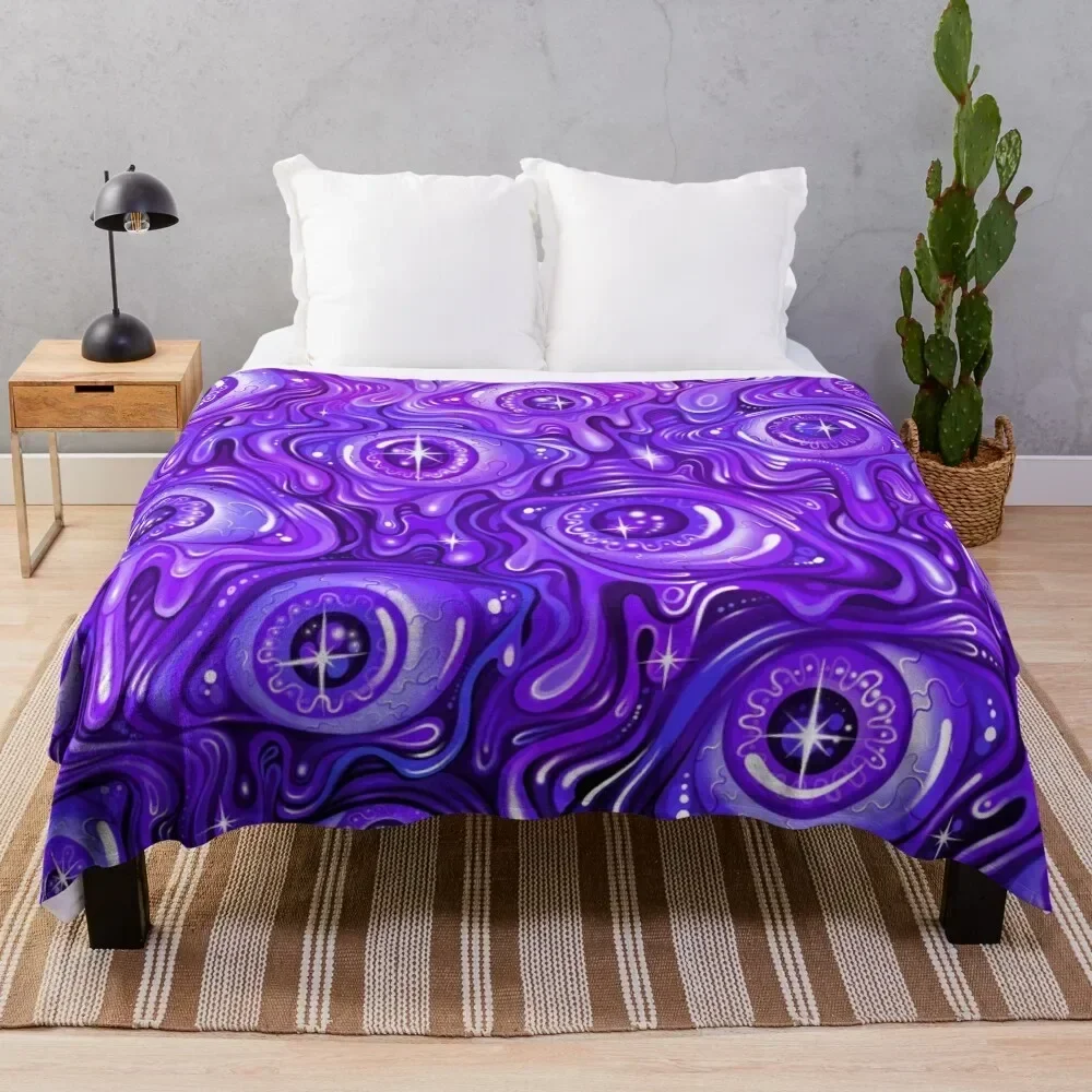 

Purple Eyeball pattern Throw Blanket Stain Resistant Cozy Warm Blanket