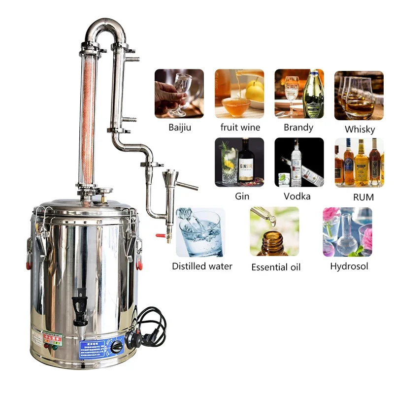 50L plug-in still condenser crystal tower column built-in copper mesh private brewer Alcohol level  Distilled