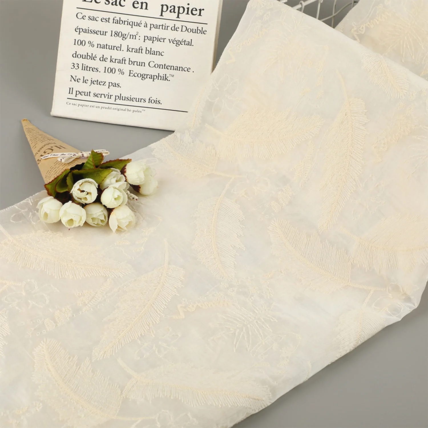 5야드 실크 코튼 자수 잎사귀 레이스 원단 홈 텍스타일 - Home Textiles Suppliers In Usa 리뷰 및 가격