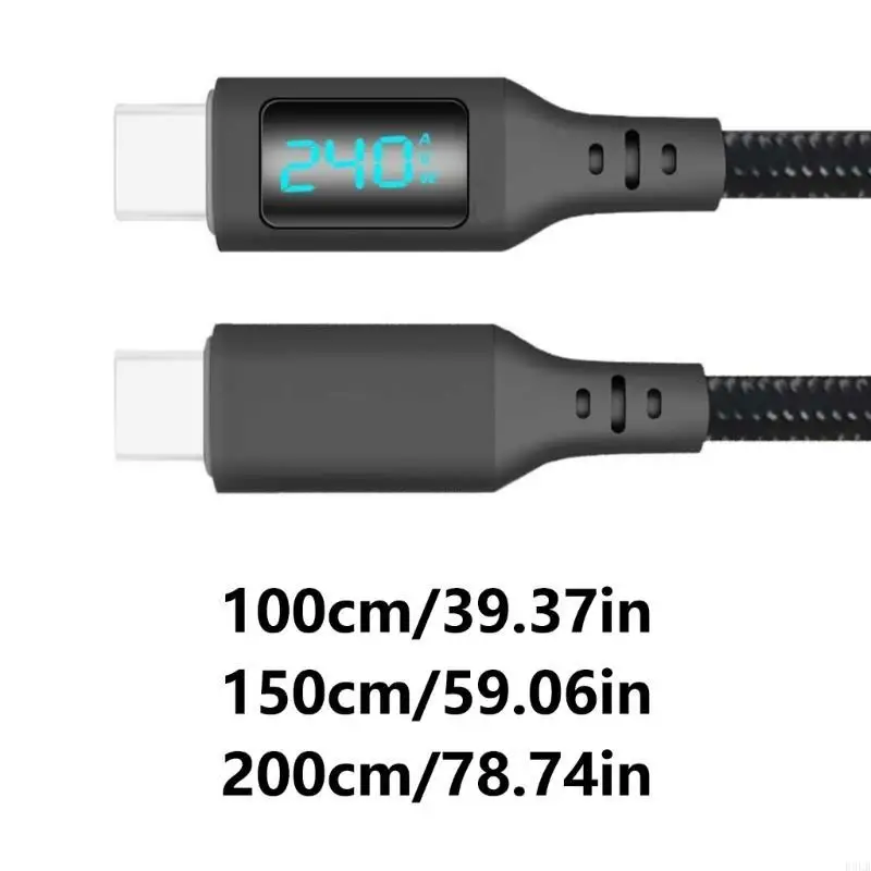 

2025 New USB2.0 Type C Cable 480Mbps 240W LED Display Powerful Fast Charging Data Line