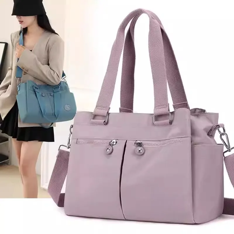 

Вместительная сумка-тоут из оксфордской ткани и нейлона, женская сумка через плечо для путешествий, простая универсальная сумка для повседневного использования