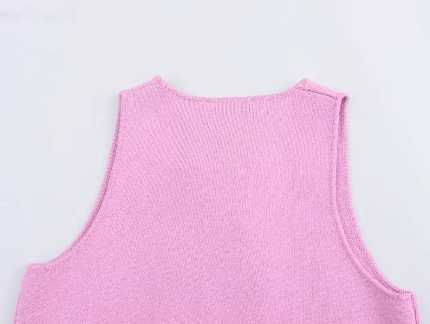 سترة Gebreid mouwloos سترة Damesmode Roze gebreid bijgesneden سترة Dames مزدوجة الصدر Zomervest Top Dames Nieuw in korte jas