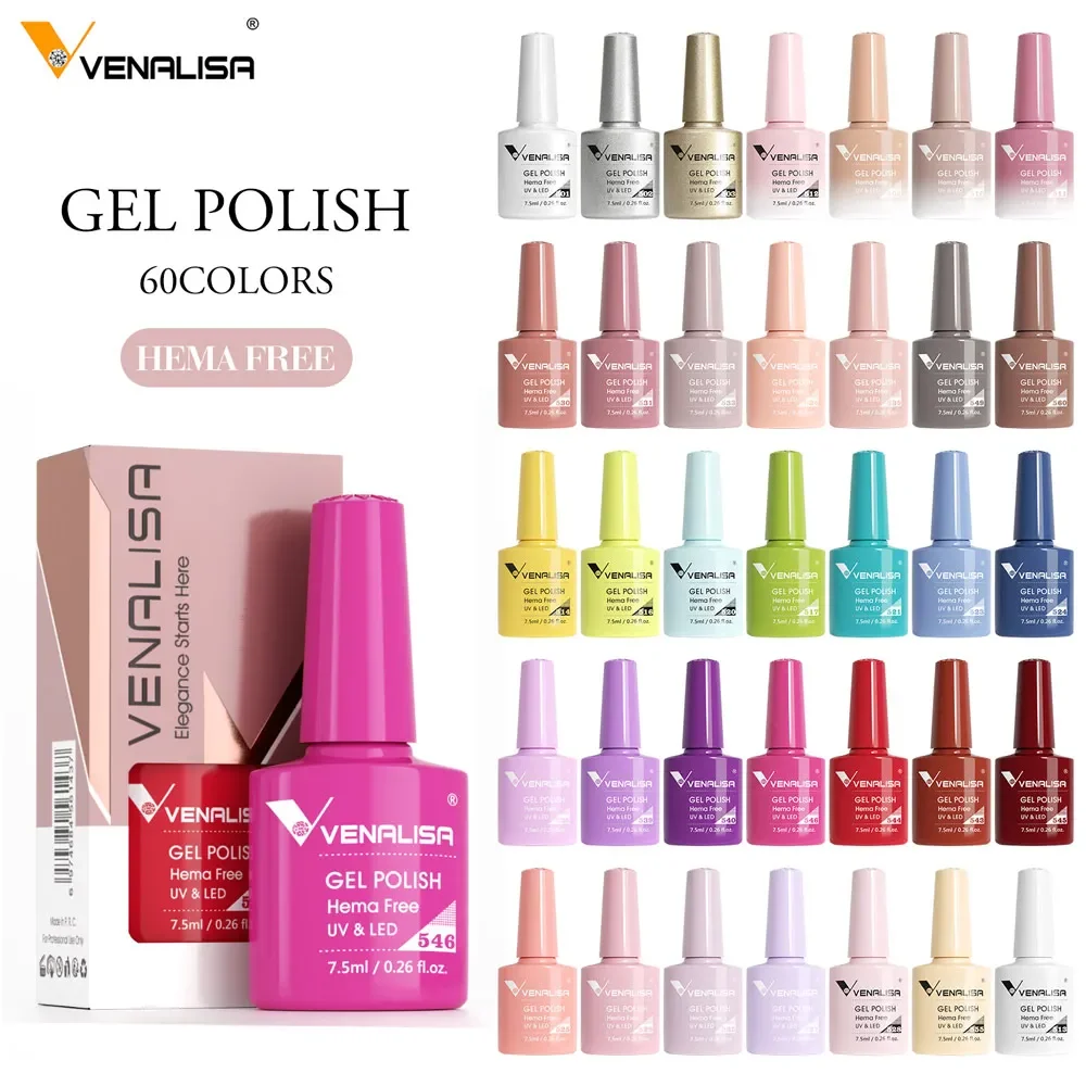 Venalisa VIP5 HEMA ฟรี Jelly Nude สีชมพูคอลเลกชันเล็บเจล Glitter Gorgeous Soak Off UV LED เจลเคลือบเงาเล็บ