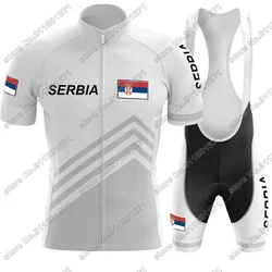 Serbia Cycling Jersey 2024 Set Summer White Ntaional Team Clothing Men Road Bike Shirts Suit Bicycle Bib Shorts MTB Ropa Maillot